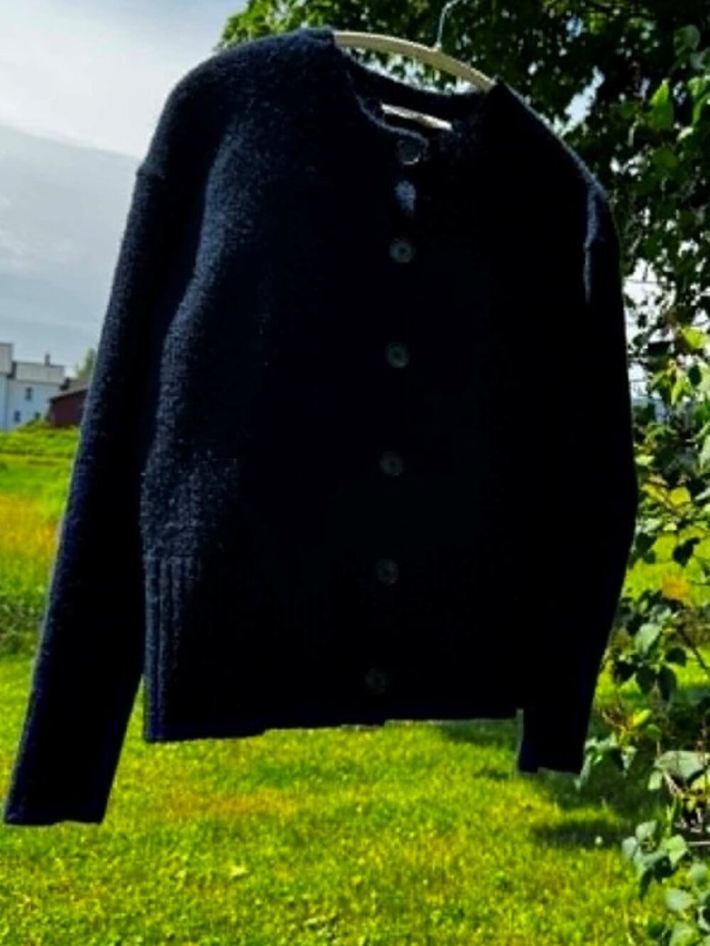LOFT Women's XS Navy Bouclé Knit Button Front Cardigan Sweater